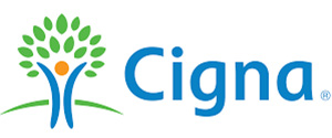 The image displays a logo with the text Cigna written beneath it, featuring a stylized tree and leaf design.